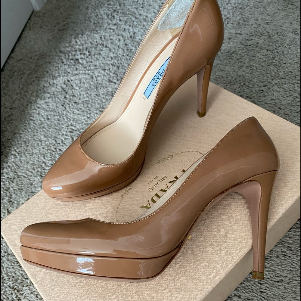 Prada patent leather platform heels